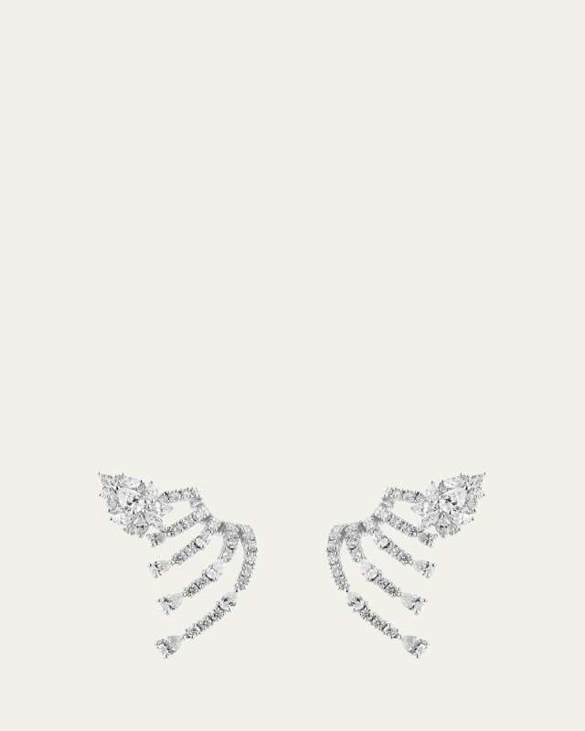 18K White Gold Round, Marquise and Pear Diamond Spread Earrings